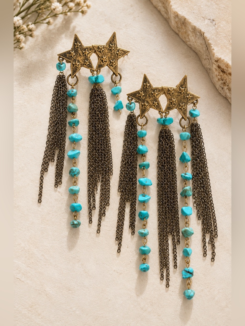 Free People Turquoise Star Dangle Earrings